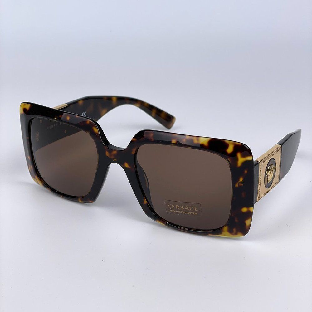 NEW Versace VE4405 108/73 Havana Women Oversized Square Sunglasses